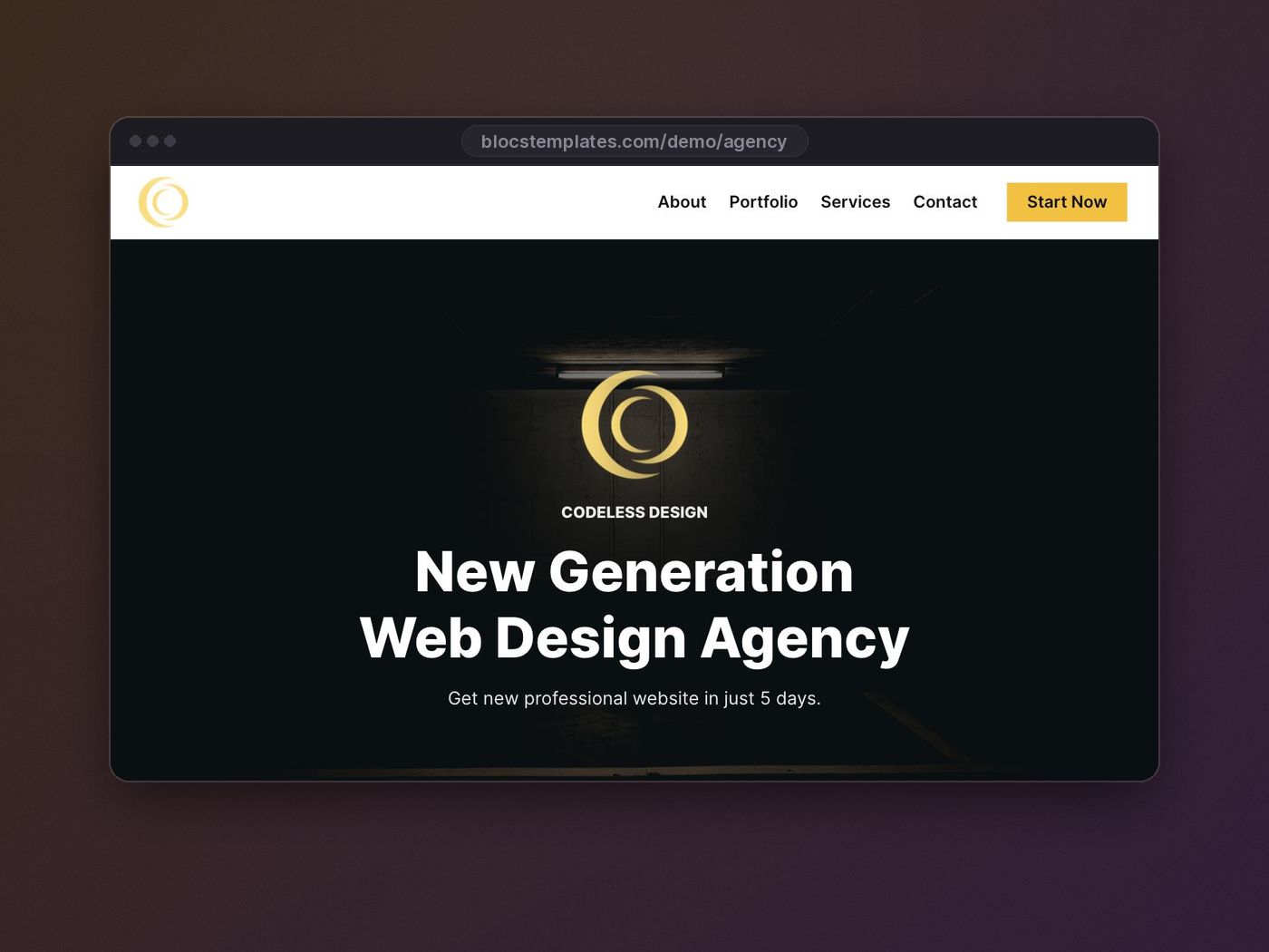 Agency template for Blocs website builder