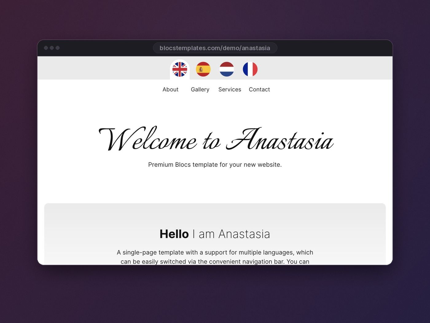 Anastasia template for Blocs