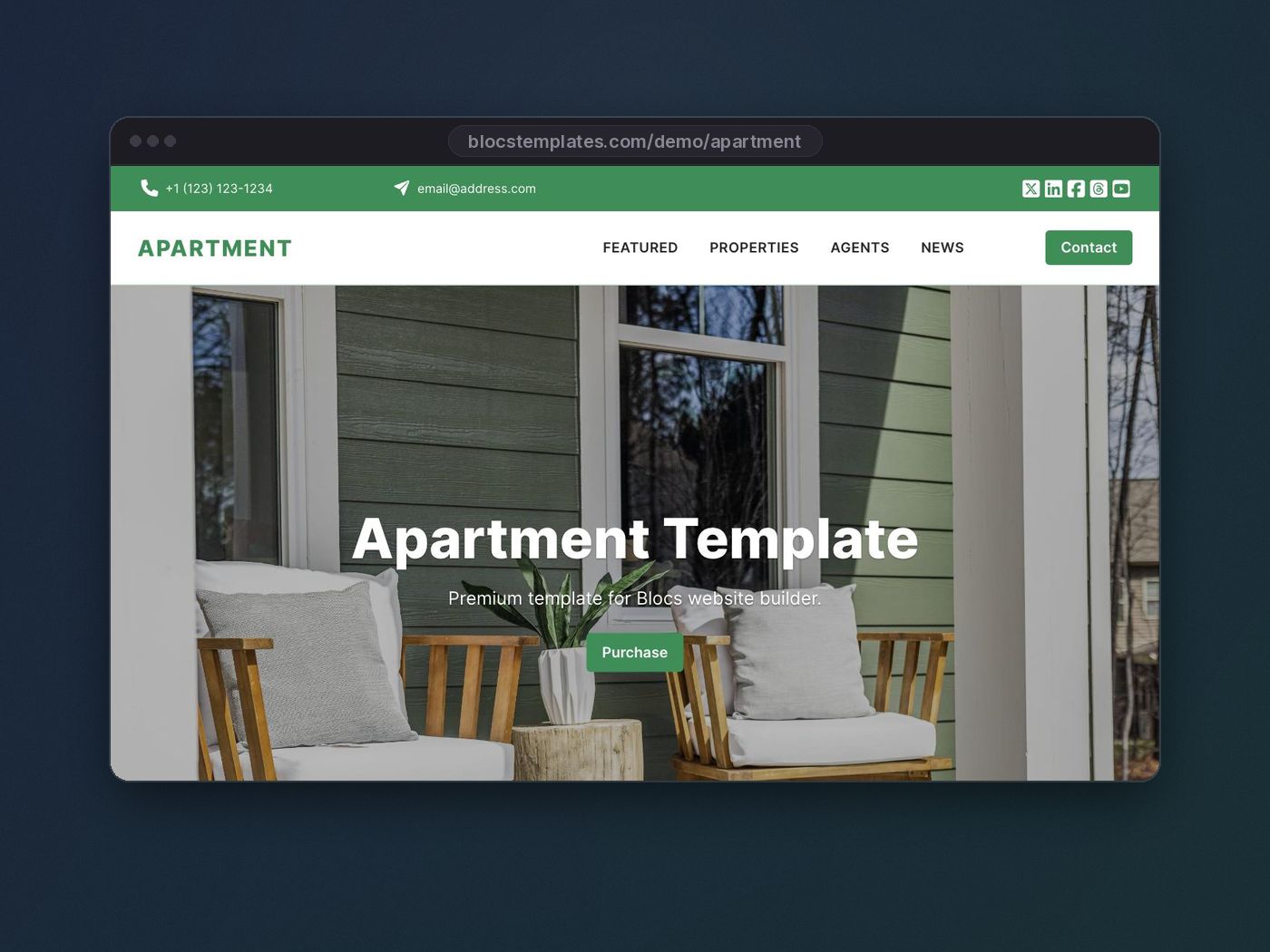 Apartment template for Blocs website builder
