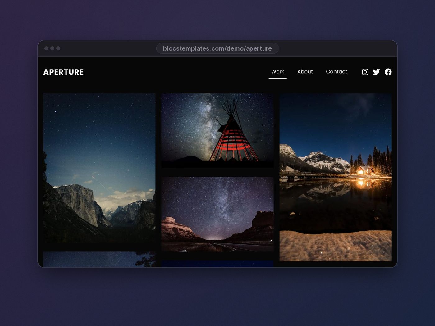 Aperture template for Blocs website builder