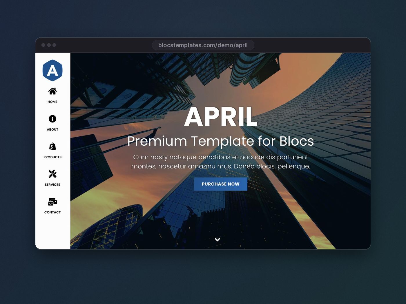 April template for Blocs website builder