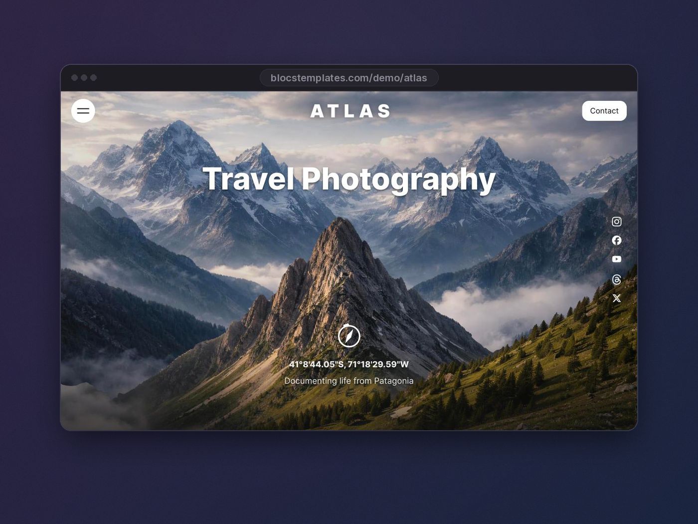 Atlas template for Blocs website builder