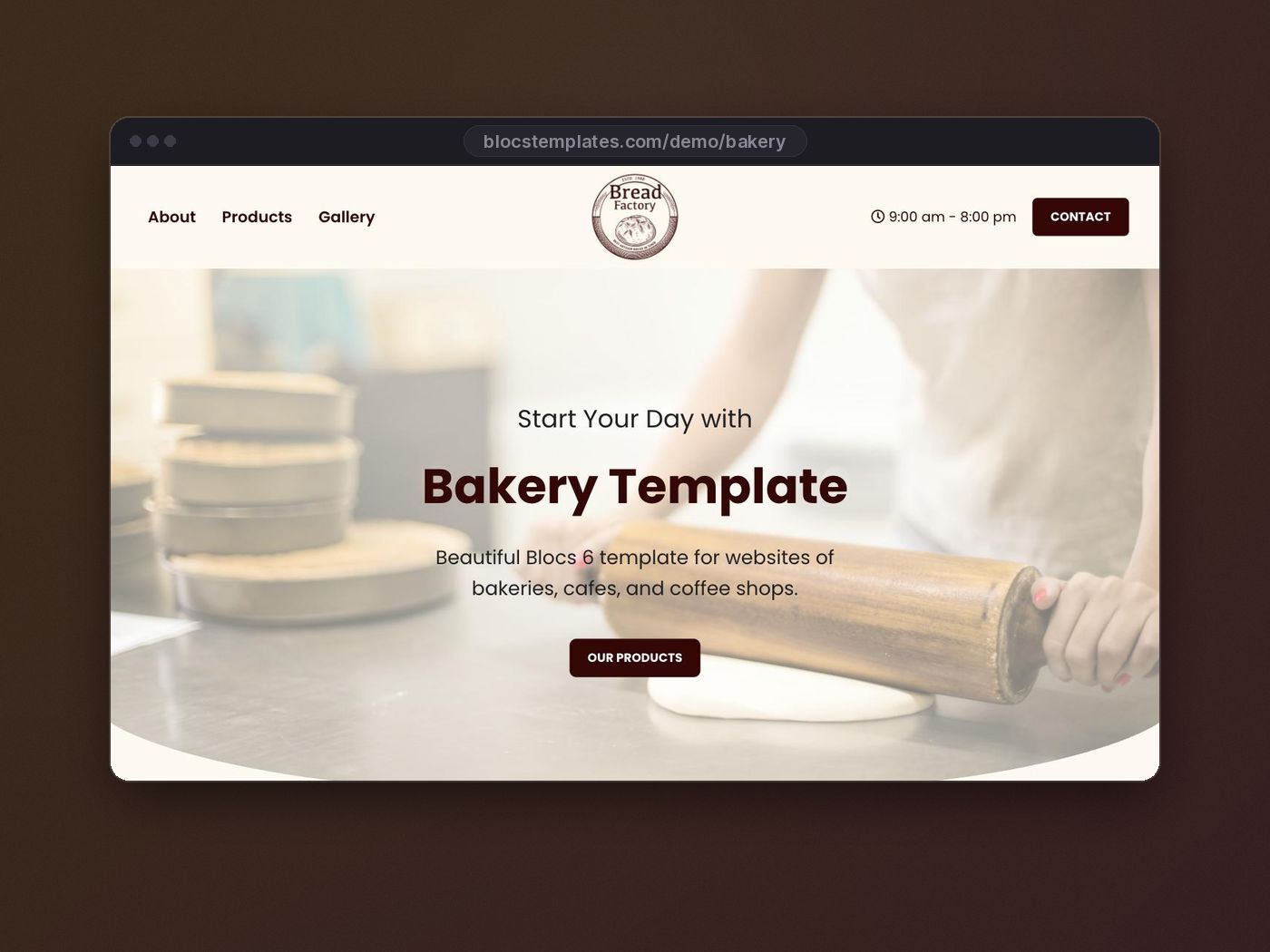 Bakery template for Blocs website builder
