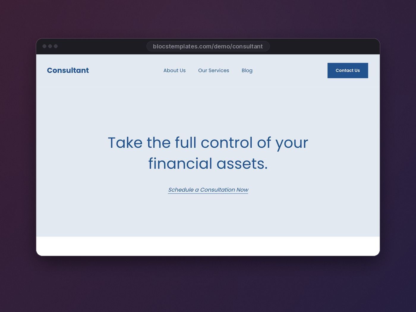 Consultant template for Blocs website builder