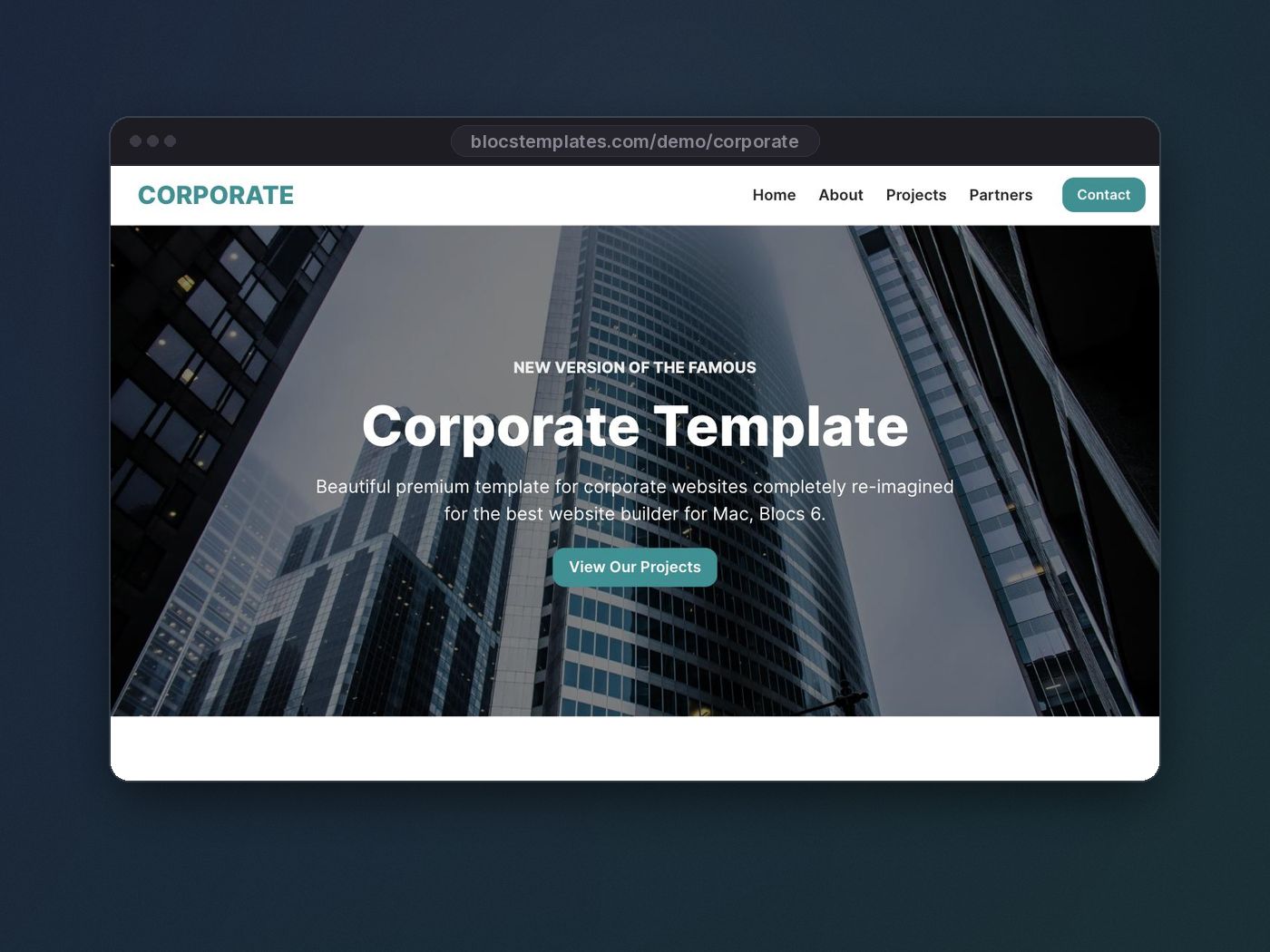Corporate template for Blocs website builder