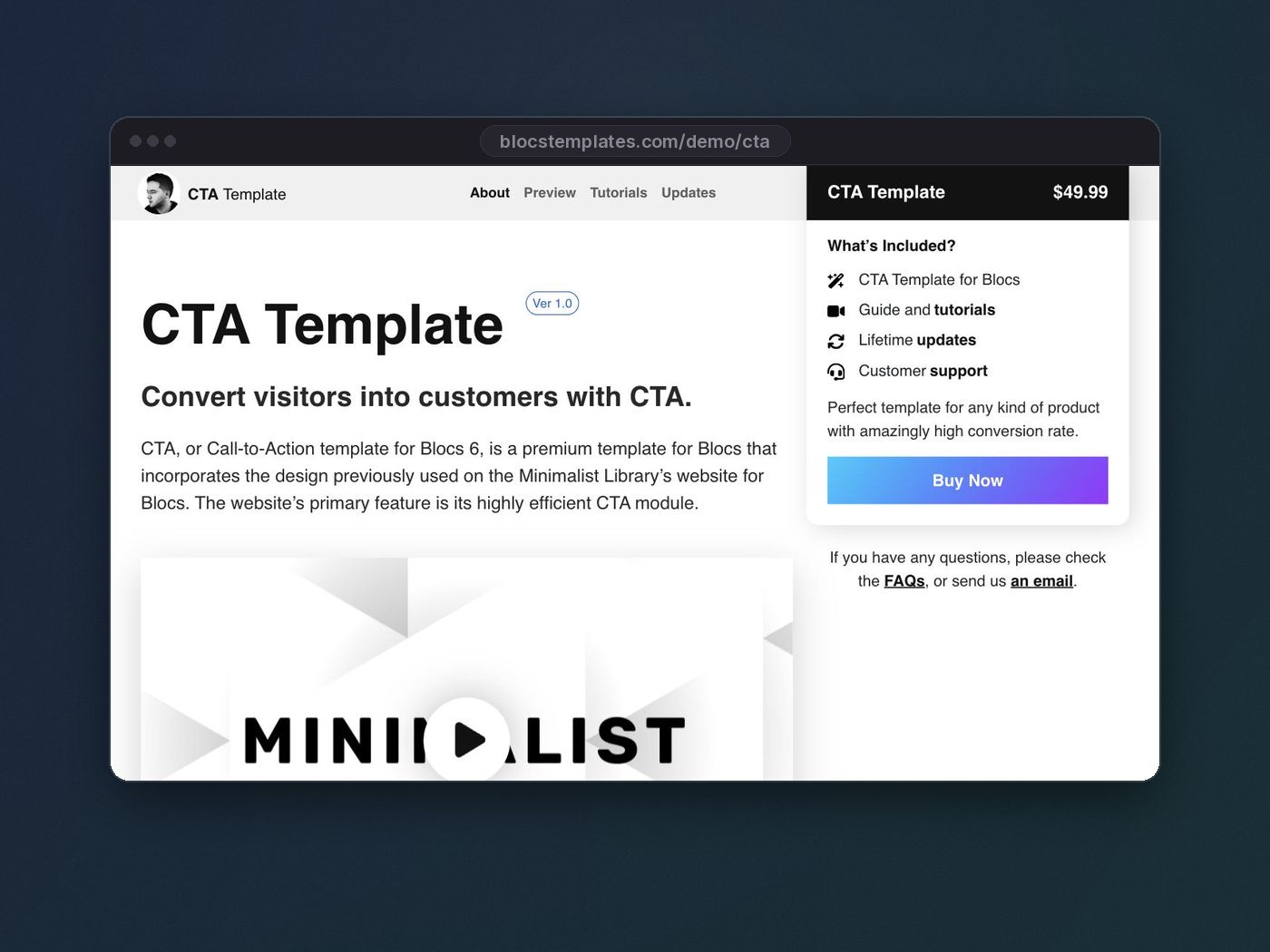 CTA template for Blocs