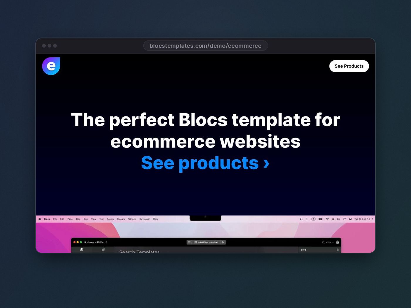 Ecommerce template for Blocs website builder