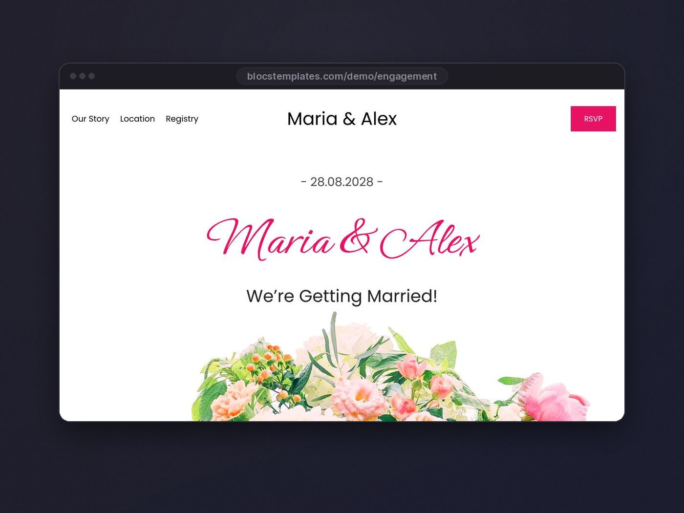 Engagement template for Blocs website builder