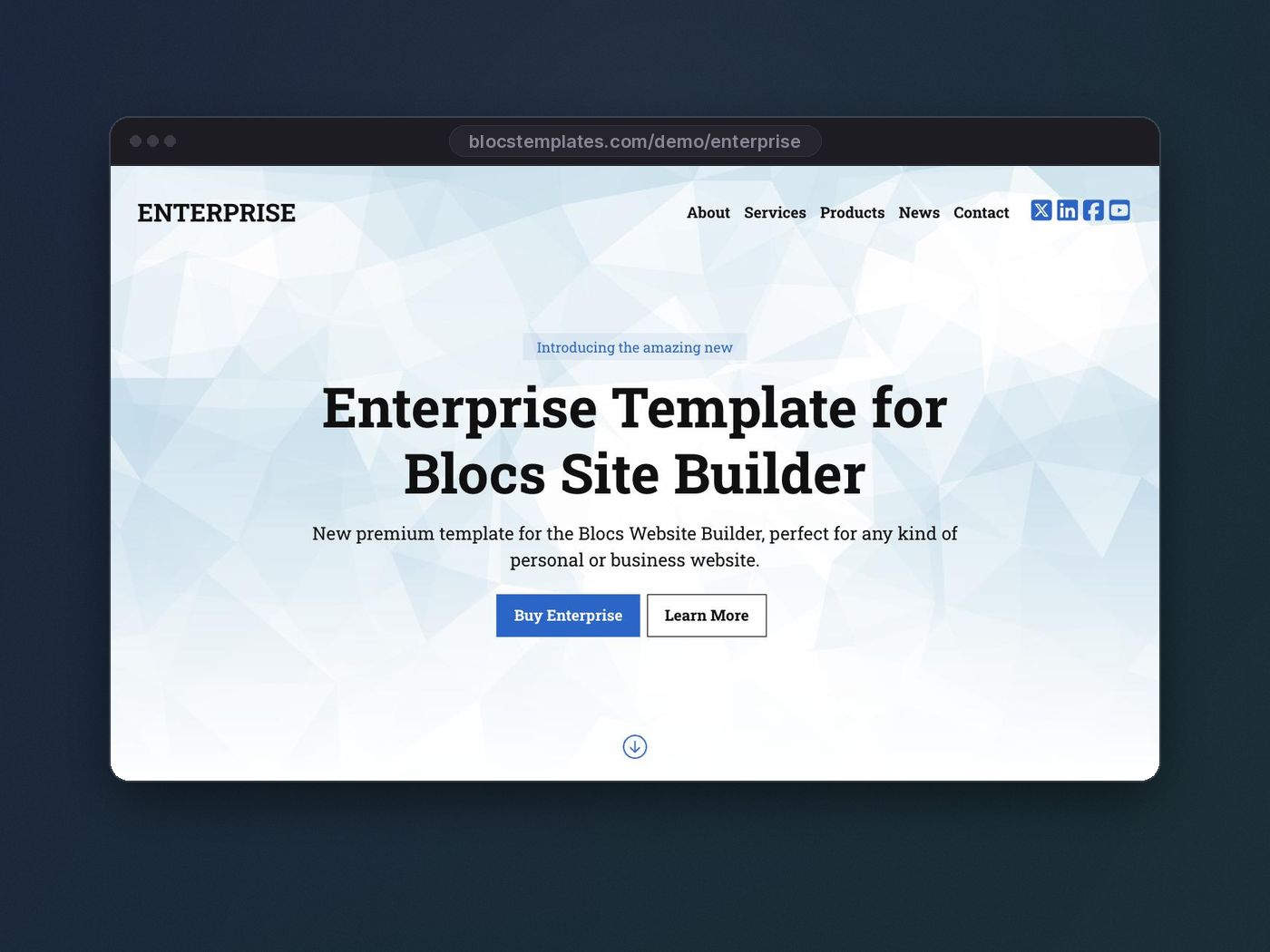 Enterprise template for Blocs website builder