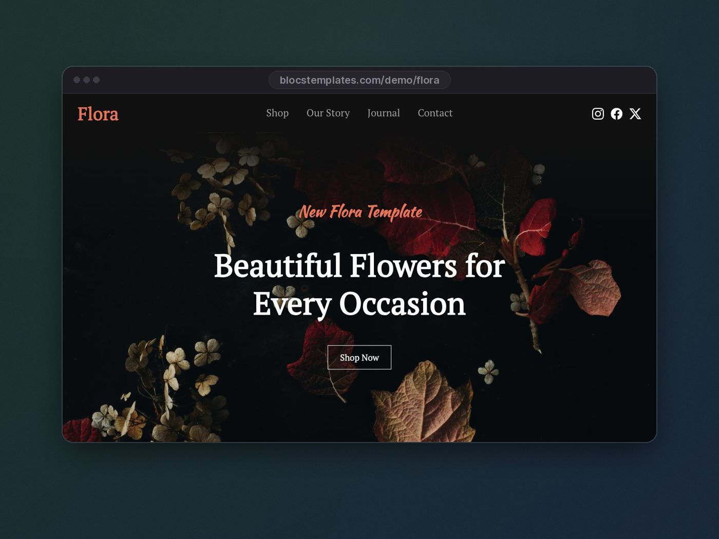 Flora template for Blocs website builder