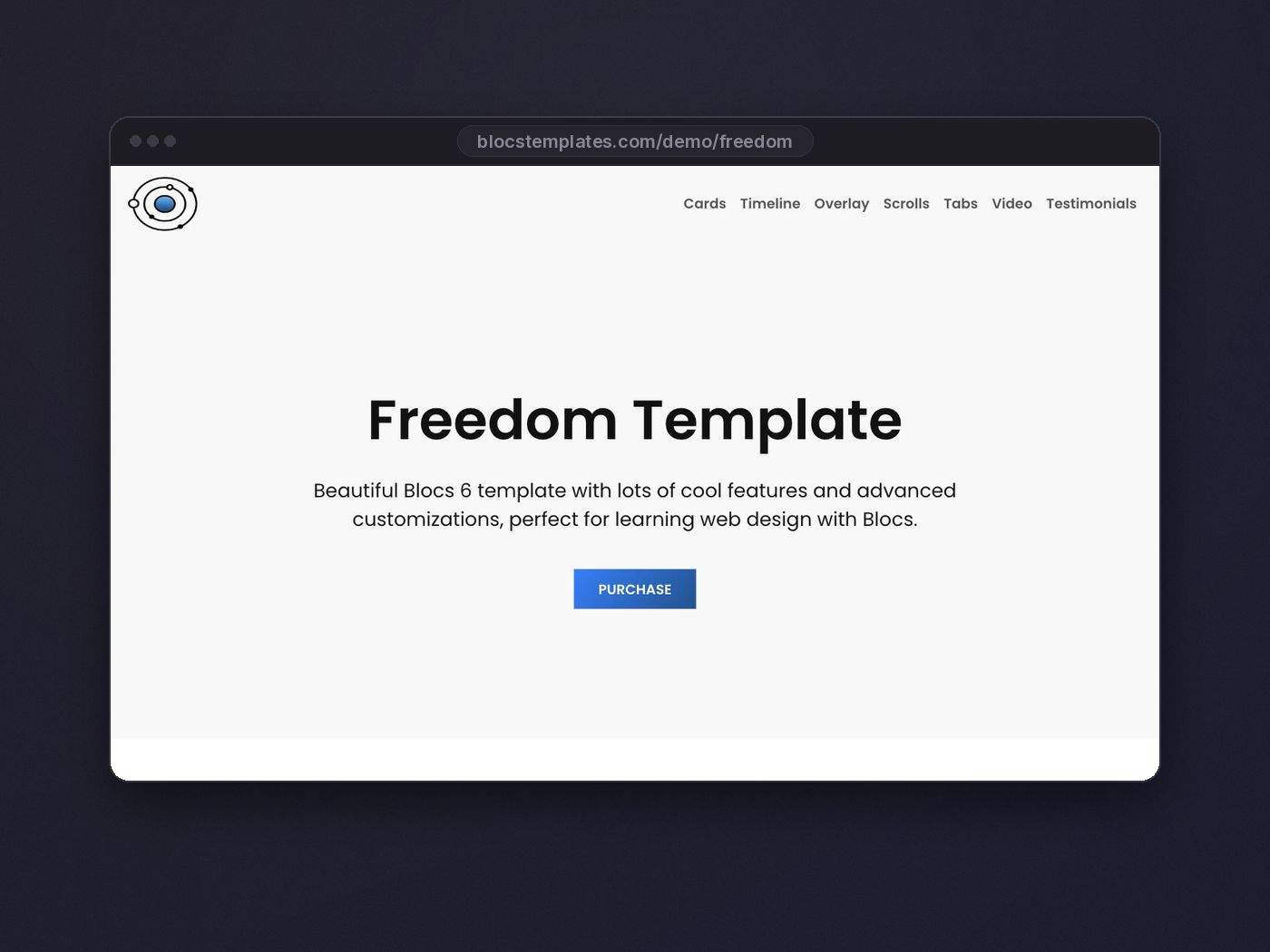 Freedom template for Blocs website builder