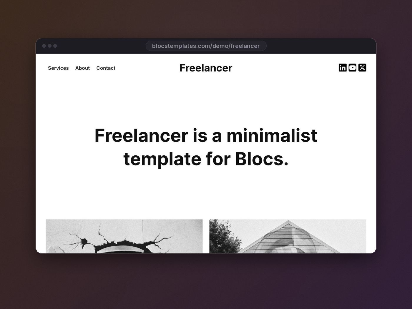 Freelancer template for Blocs website builder
