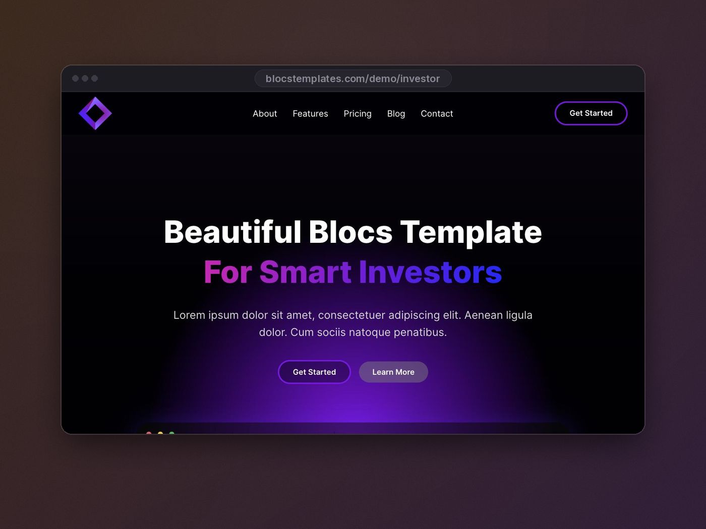 Investor template for Blocs