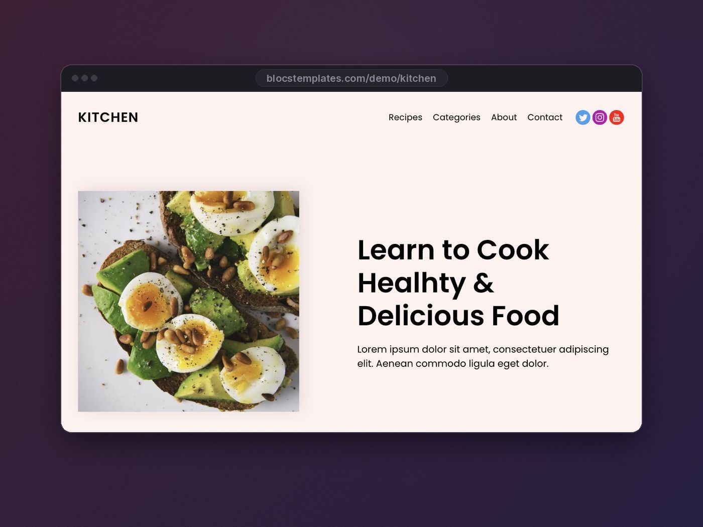 Kitchen template for Blocs website builder