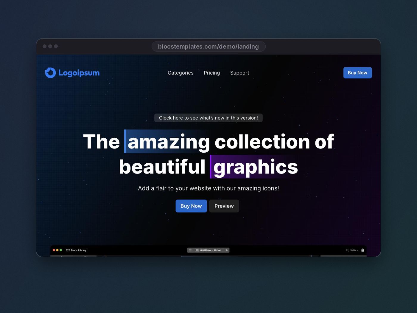 Landing template for Blocs website builder