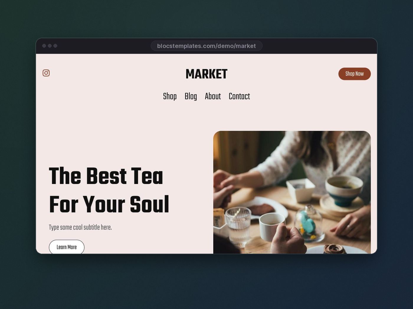 Market template for Blocs website builder