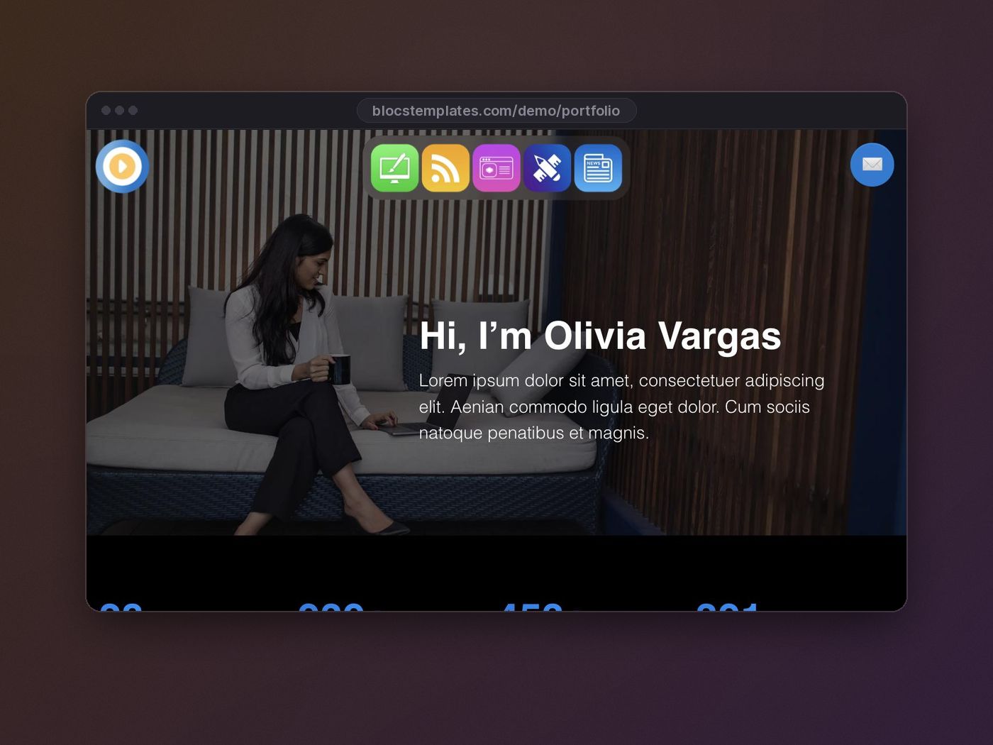 Portfolio template for Blocs website builder