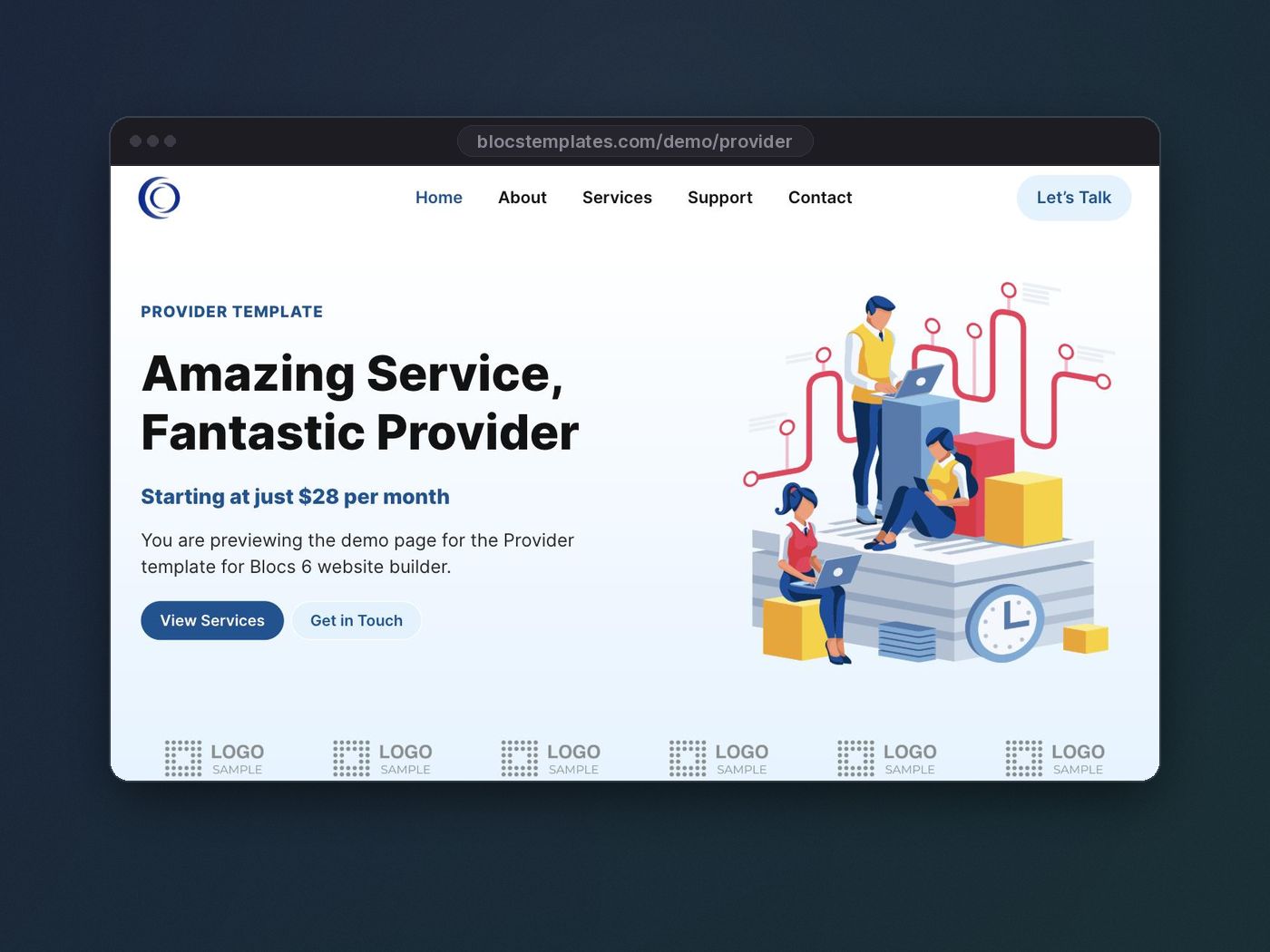 Provider template for Blocs website builder