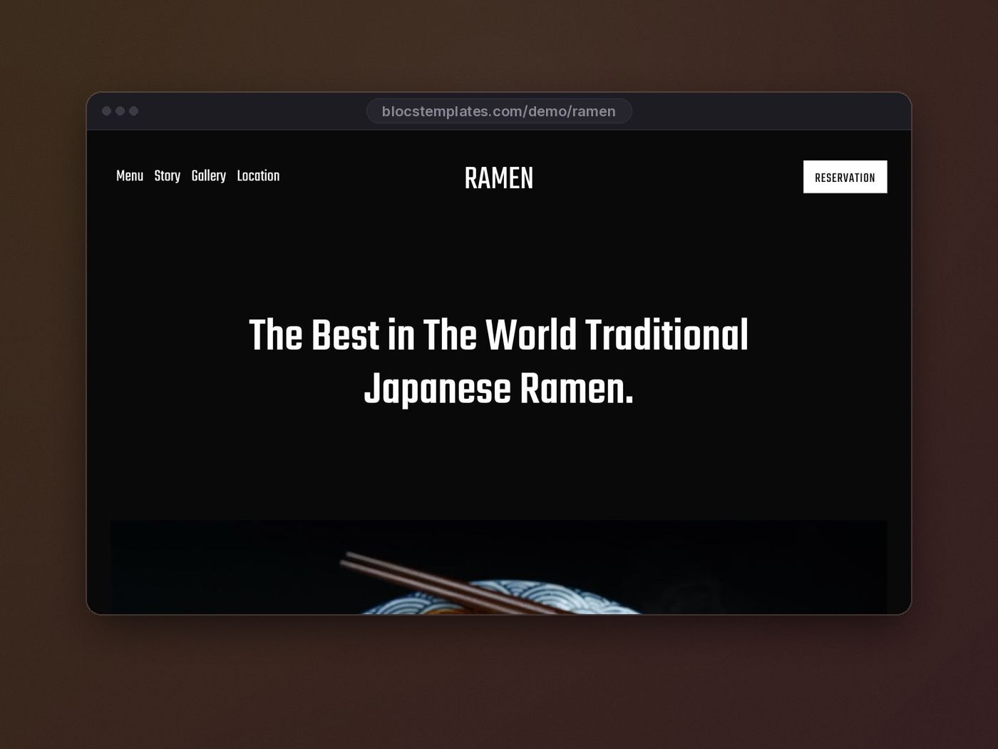Ramen template for Blocs website builder