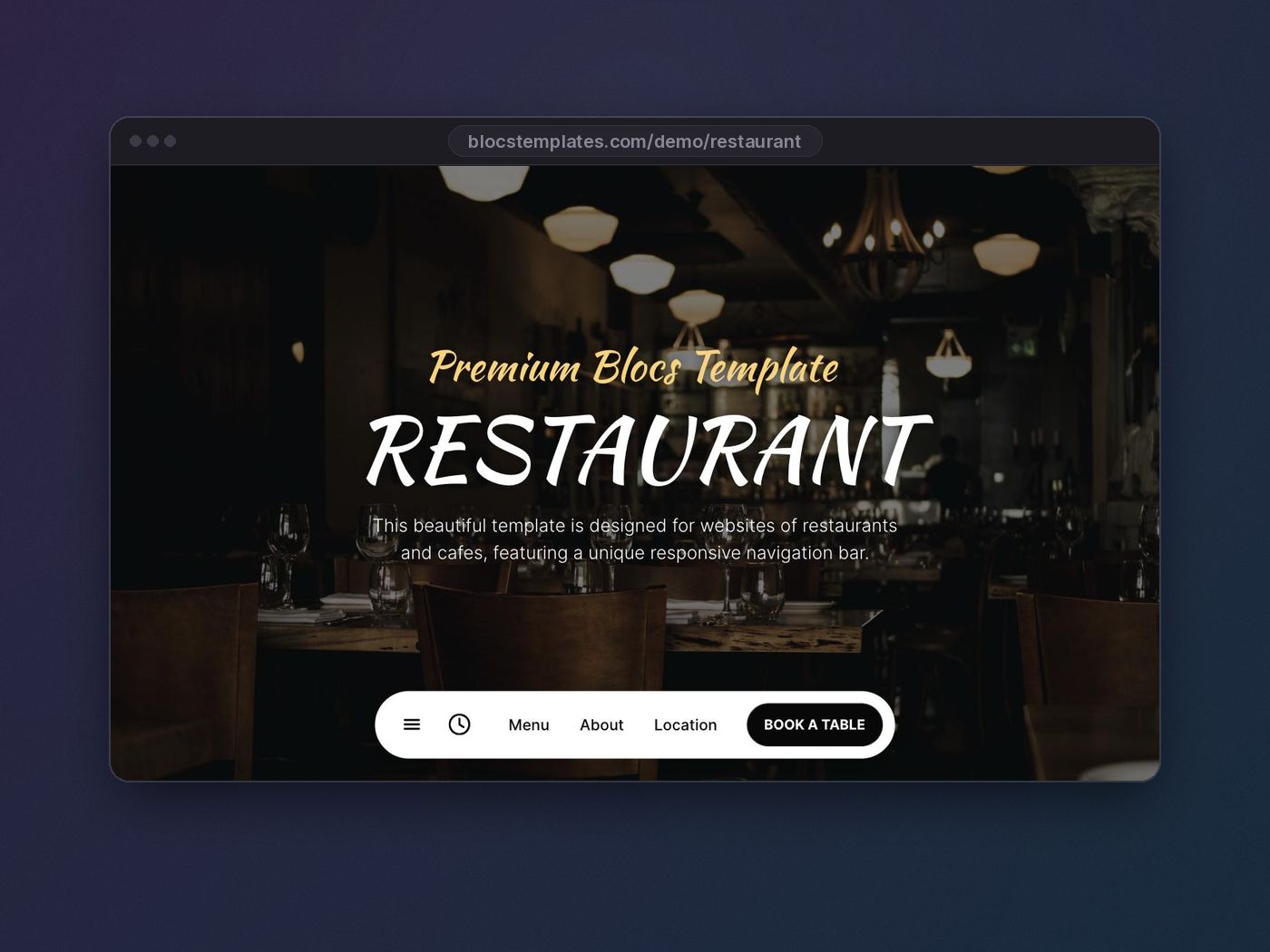 Restaurant template for Blocs