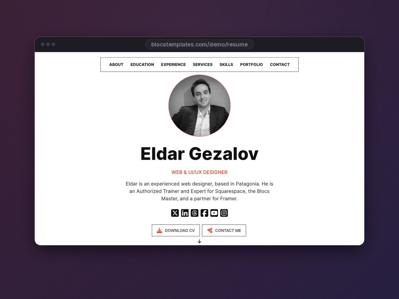 Resume template for Blocs