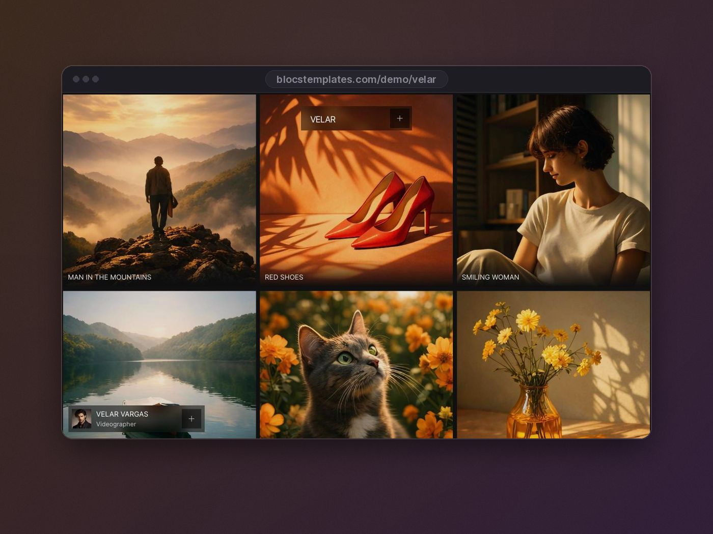 Velar template for Blocs website builder