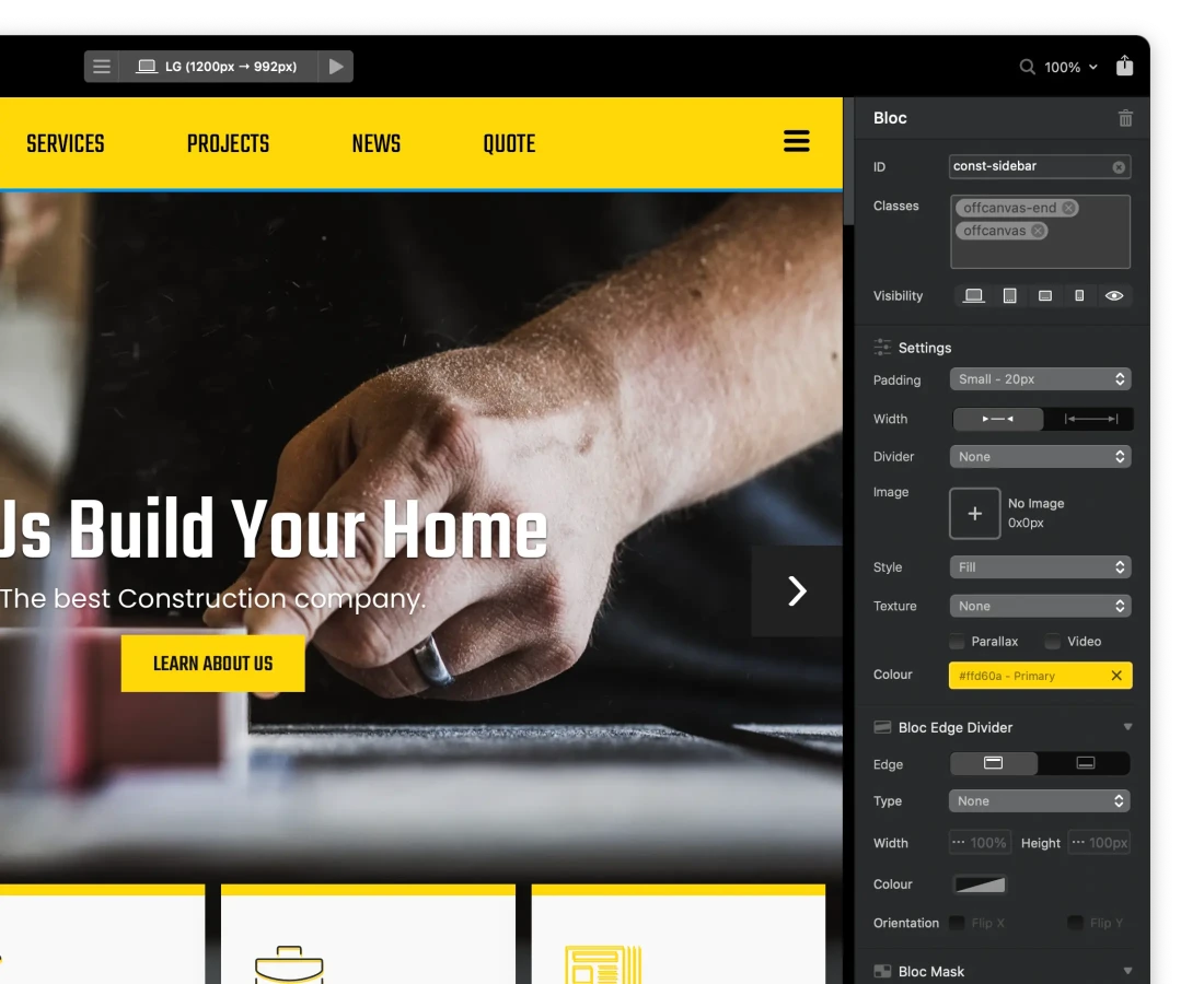 Editing a template in the Blocs app