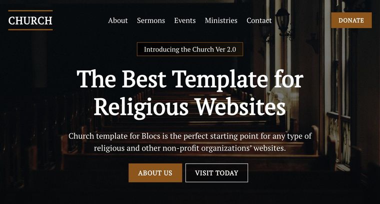 Church template — Homepage page