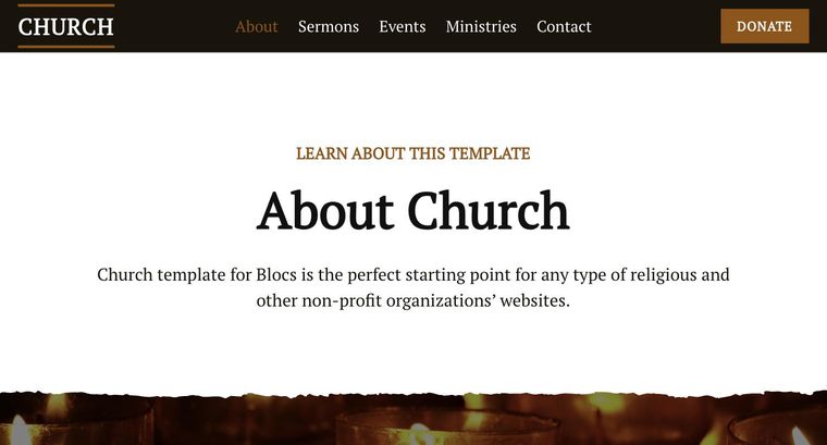 Church template — About page