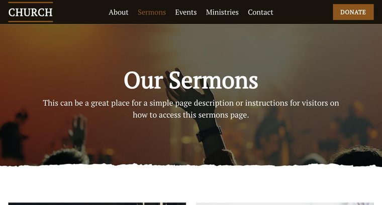 Church template — Sermons page