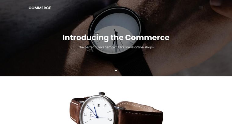 Commerce template — Homepage page