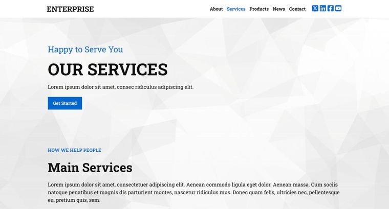 Enterprise template — Services page