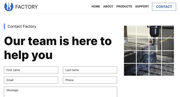 Factory template — Contact page