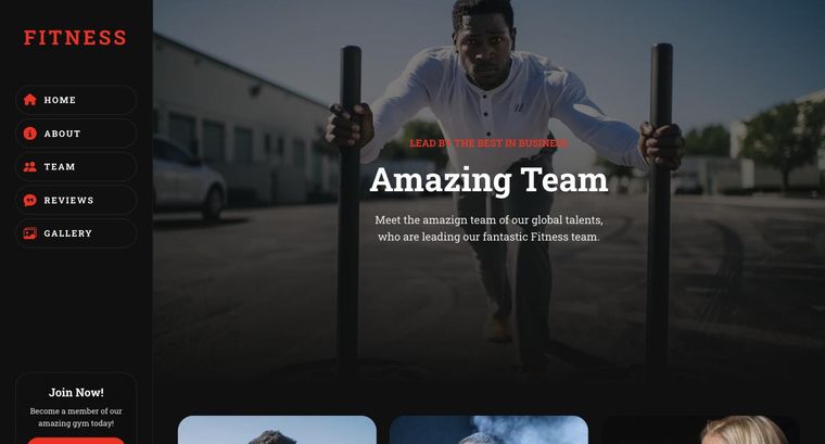 Fitness template — Team page