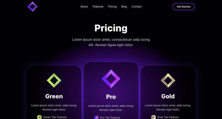 Investor template — Pricing page