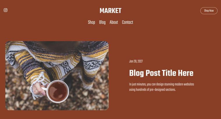 Market template — Blog page