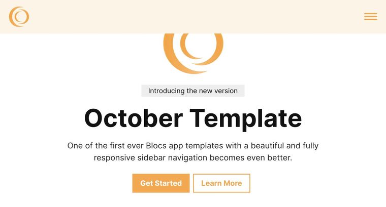 October template — Homepage page