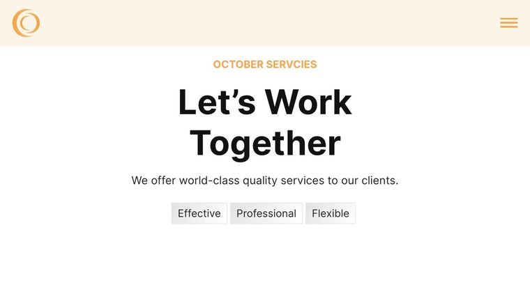 October template — Services page