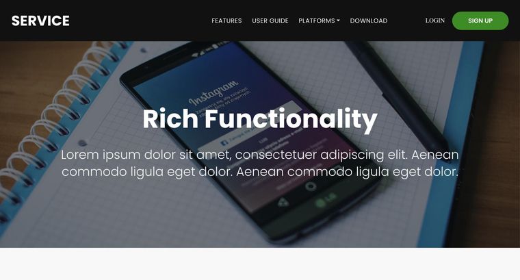 Service template — Features page