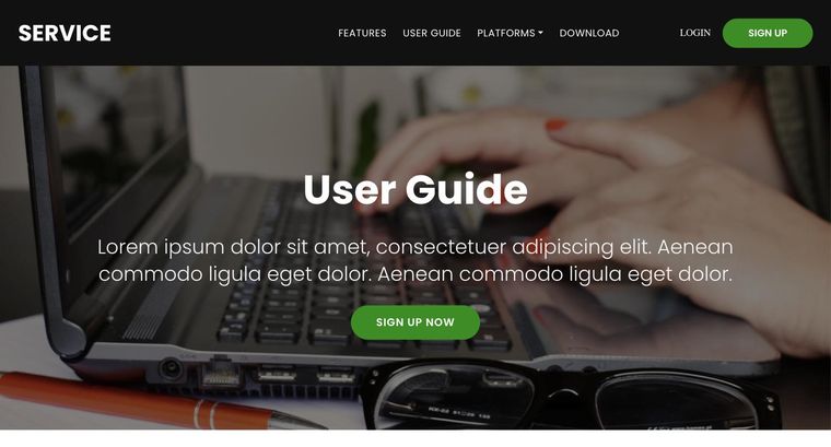Service template — User Guide page