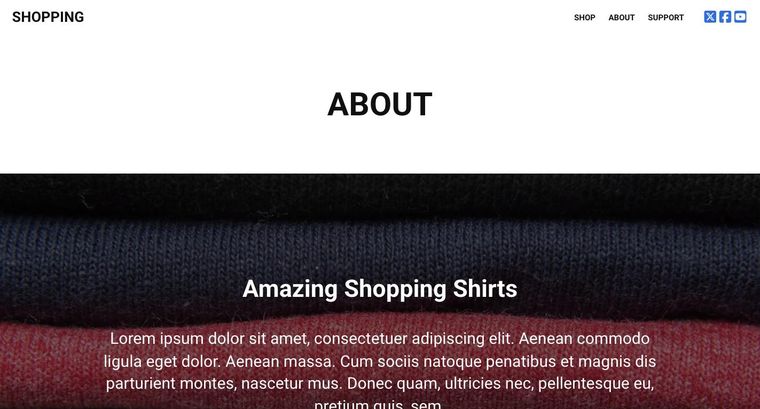 Shopping template — About page