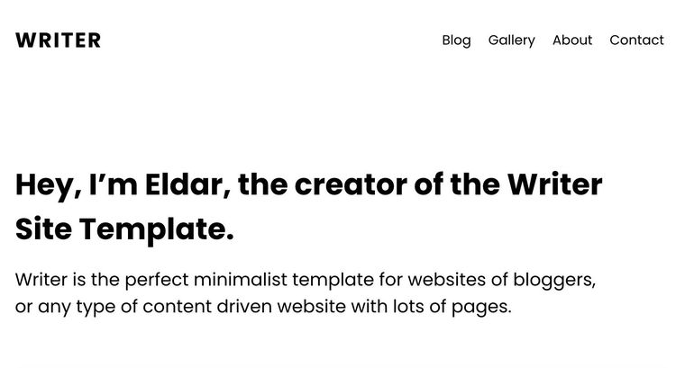 Writer template — About page
