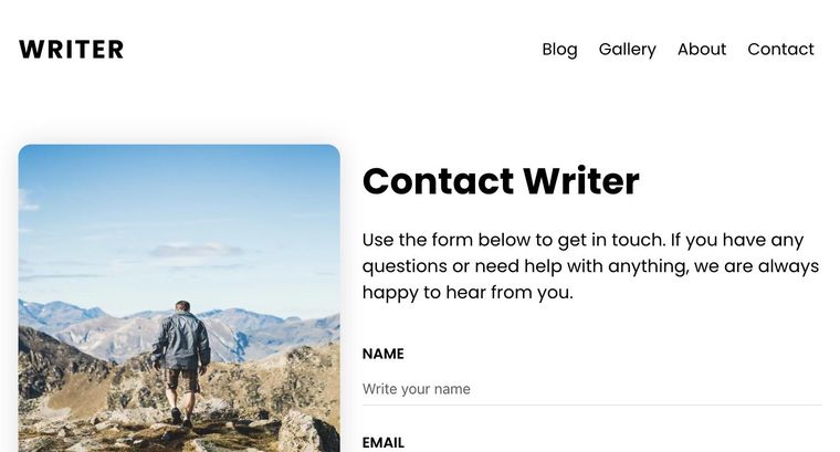 Writer template — Contact page