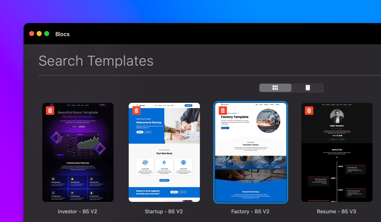 Select step in the Blocs workflow